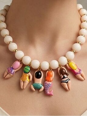 Cute Beach Babes Bikini Girls Necklace